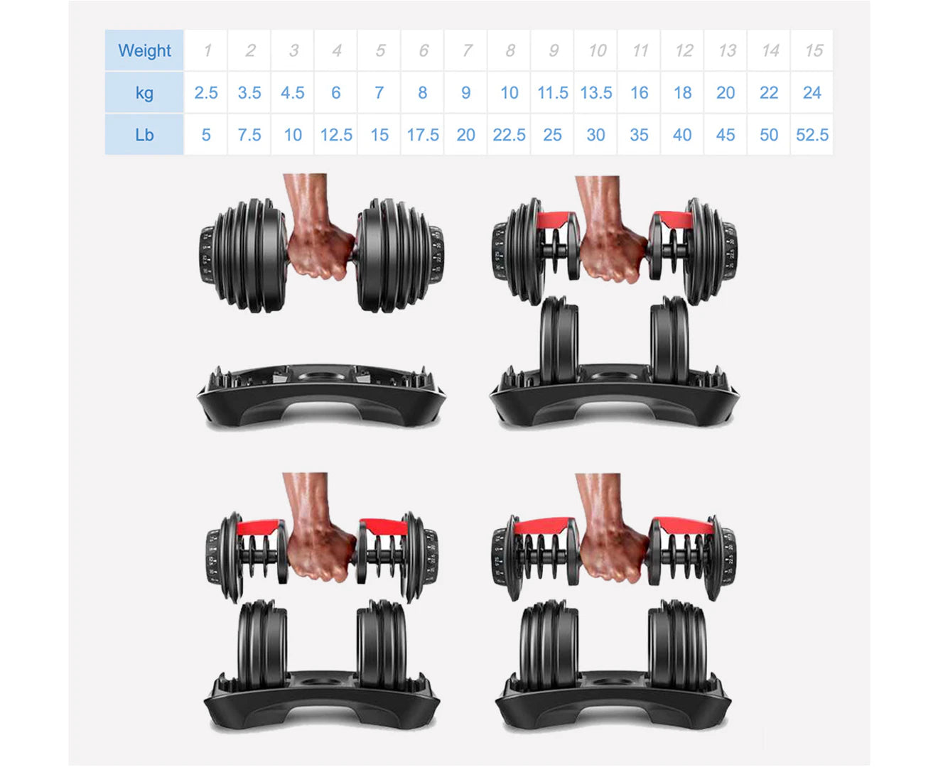 48kg Adjustable Dumbbells Dumbbell Set! 2 x 24kg - FREE POSTAGE